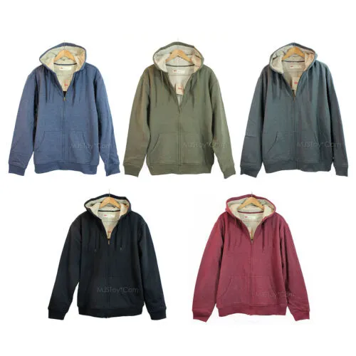 NWT LEVI'S Men's Thick Sherpa-lined Zip-front Fleece Hoodies Jacket L-XXL