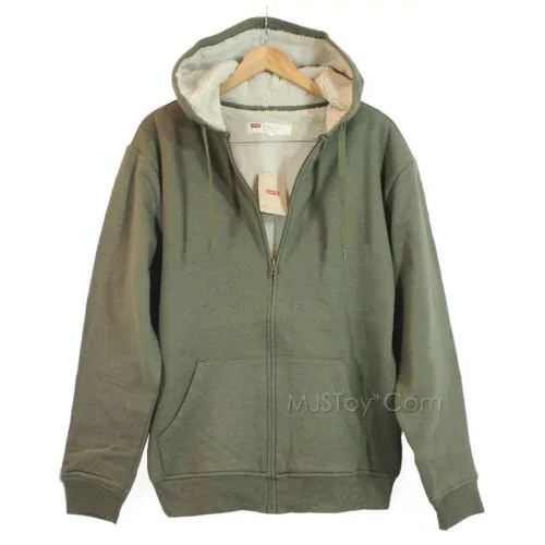 NWT LEVI'S Men's Thick Sherpa-lined Zip-front Fleece Hoodies Jacket L-XXL