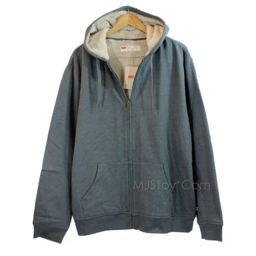 NWT LEVI'S Men's Thick Sherpa-lined Zip-front Fleece Hoodies Jacket L-XXL