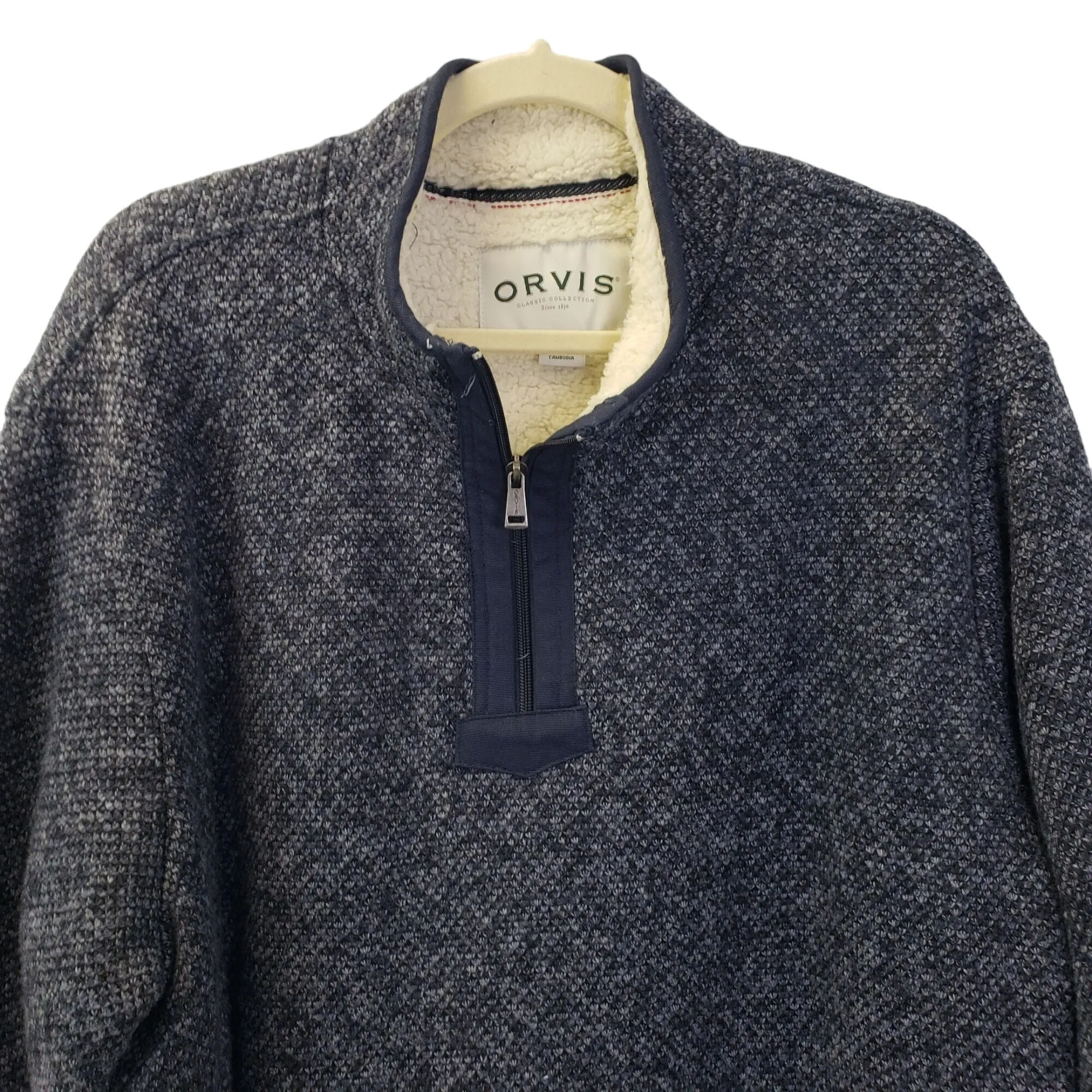 Orvis Fleece Lined Quarter Zip Pullover Jacket Size XXL