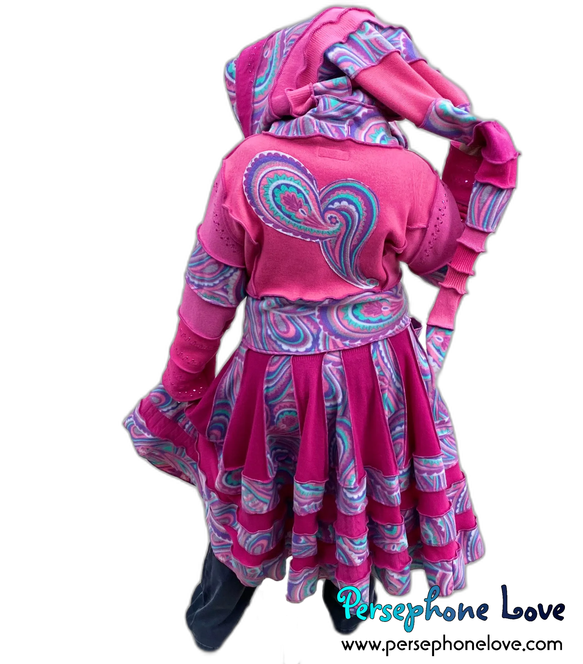Pink Paisley felted cashmere/fleece Katwise-inspired sequin sweatercoat-2531