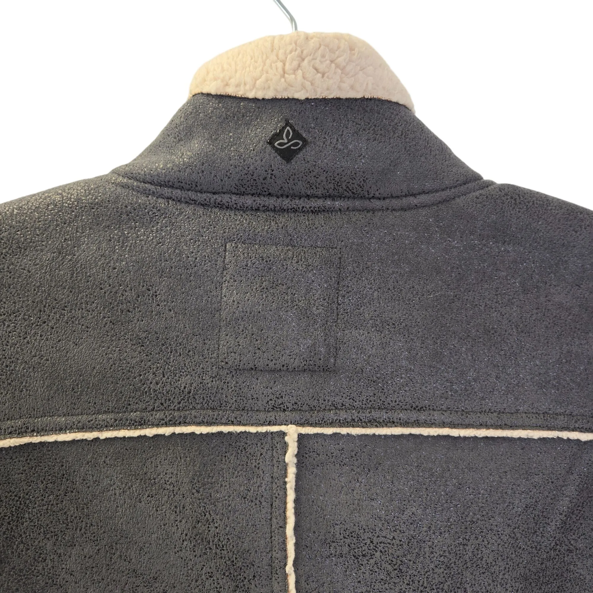 Prana Esme Faux Suede Sherpa Lined Full Zip Jacket Size Small
