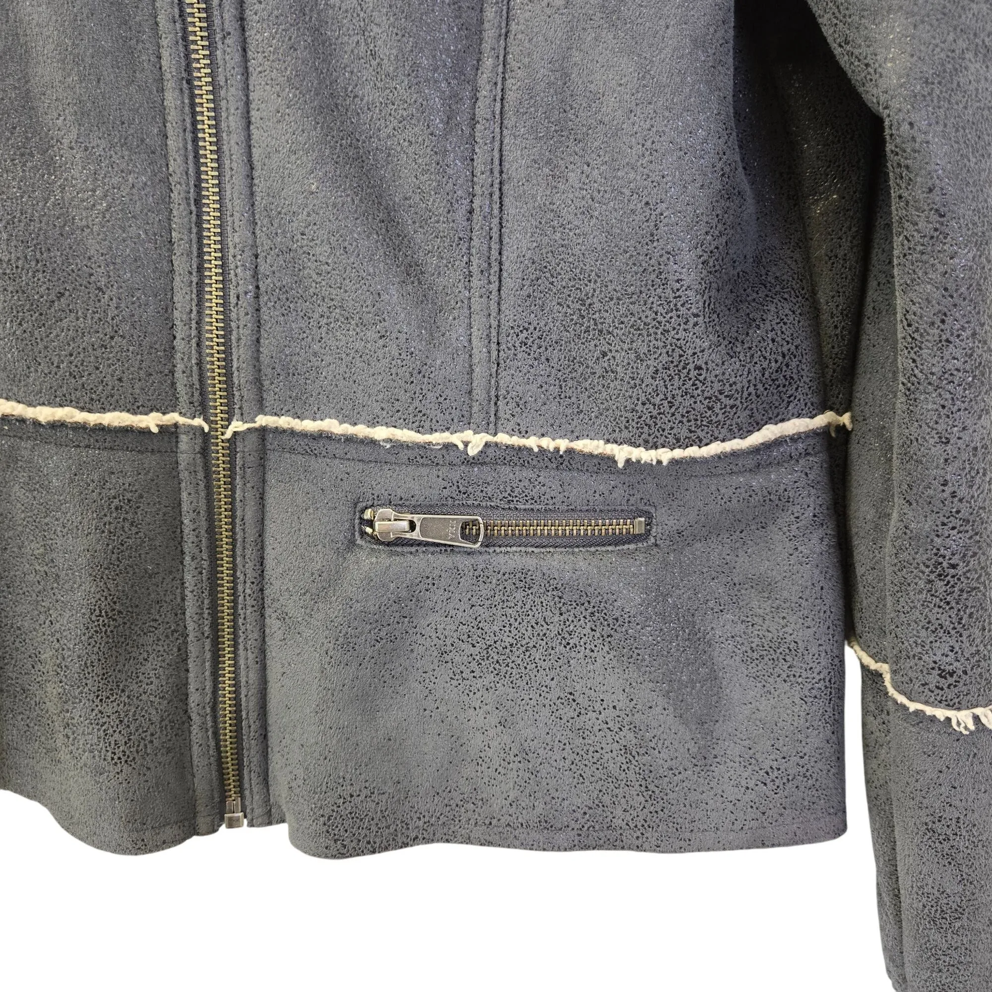 Prana Esme Faux Suede Sherpa Lined Full Zip Jacket Size Small