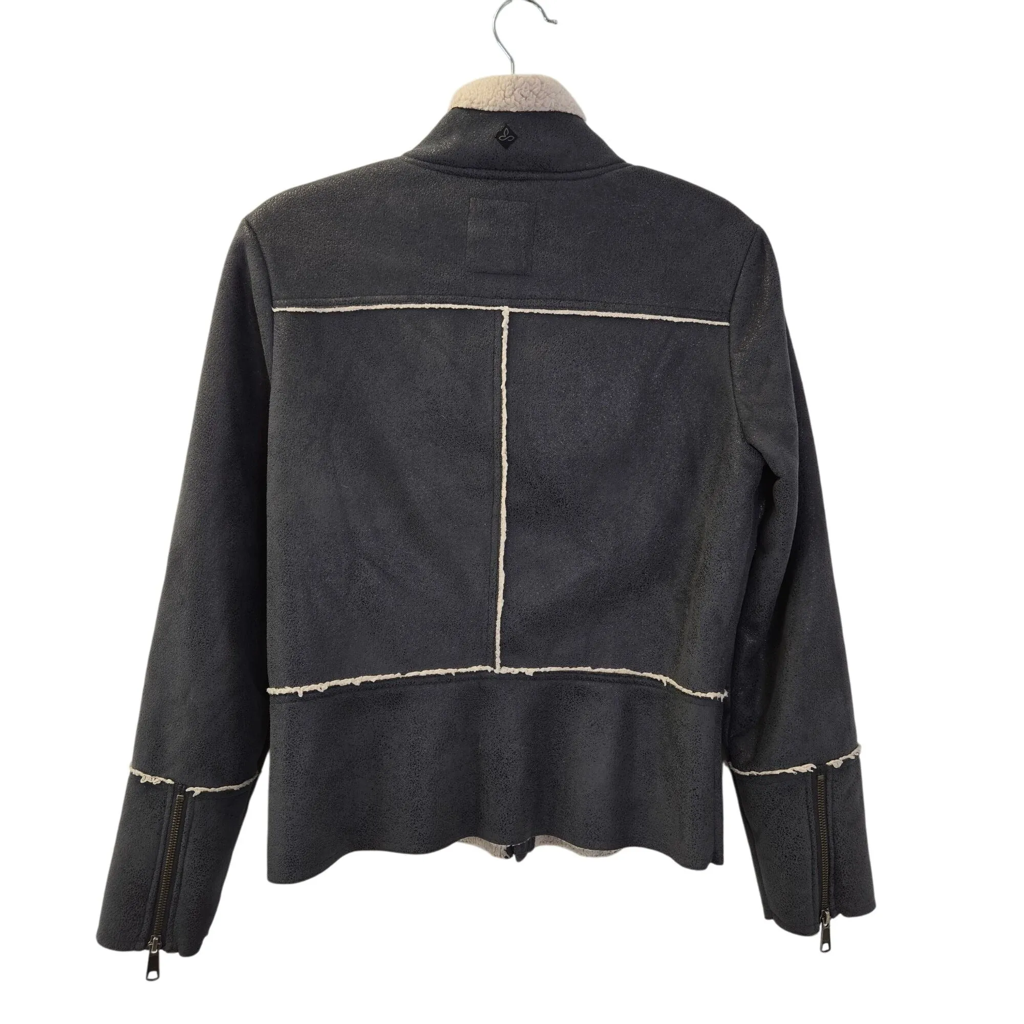 Prana Esme Faux Suede Sherpa Lined Full Zip Jacket Size Small