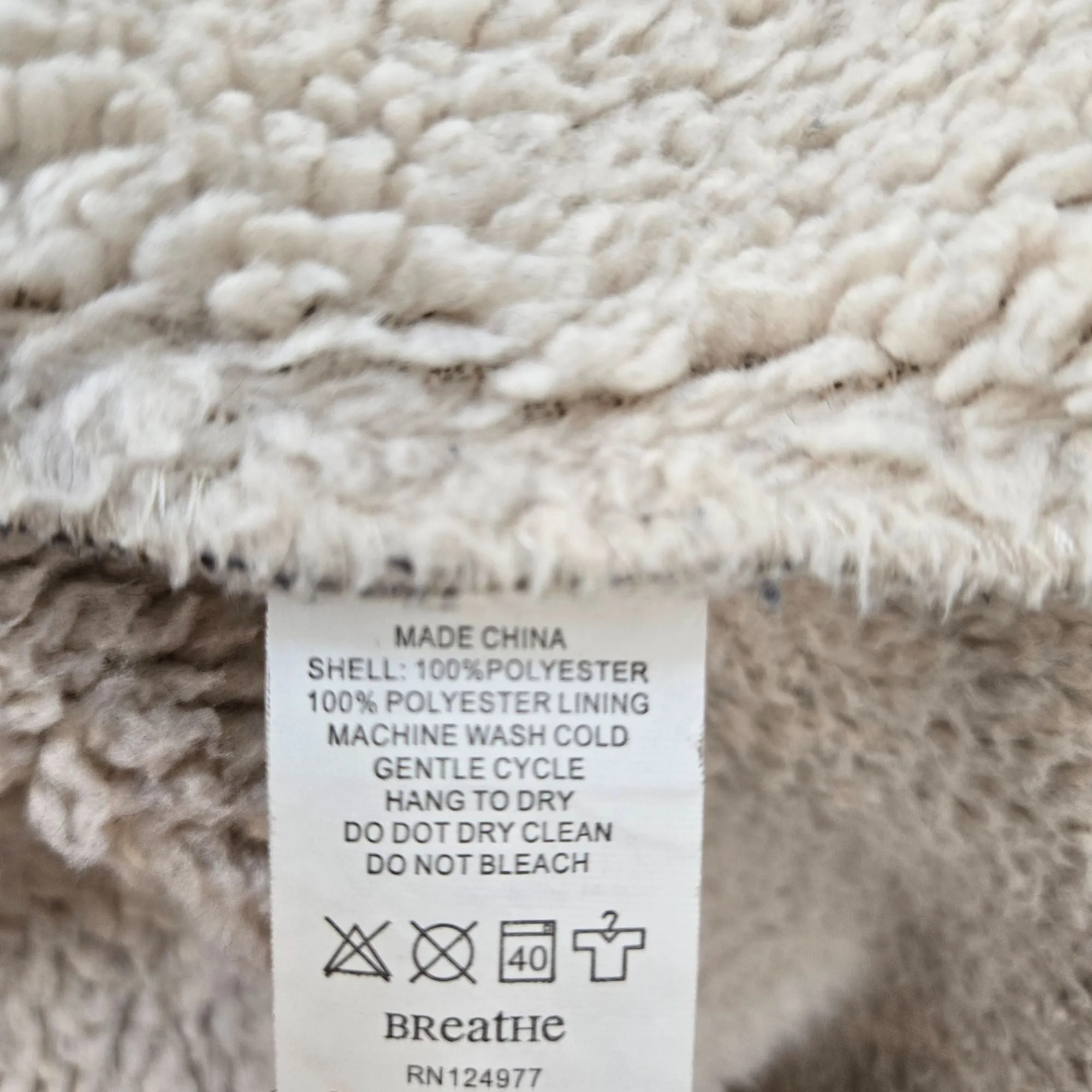 Prana Esme Faux Suede Sherpa Lined Full Zip Jacket Size Small