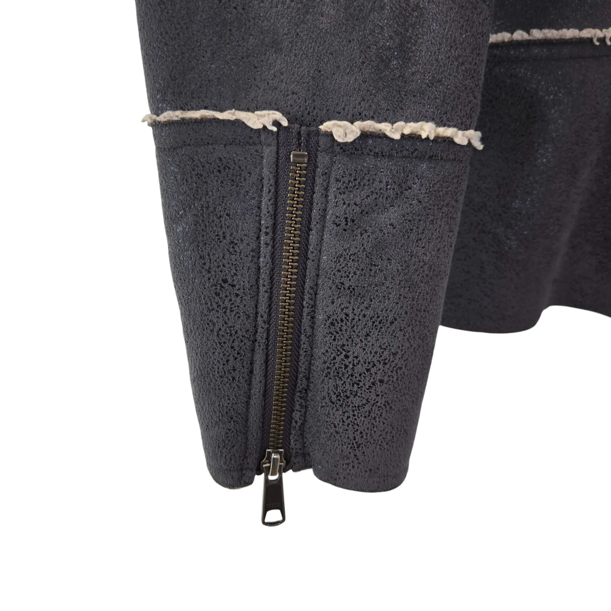 Prana Esme Faux Suede Sherpa Lined Full Zip Jacket Size Small