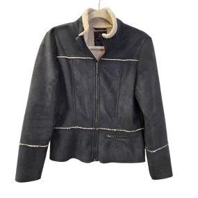 Prana Esme Faux Suede Sherpa Lined Full Zip Jacket Size Small