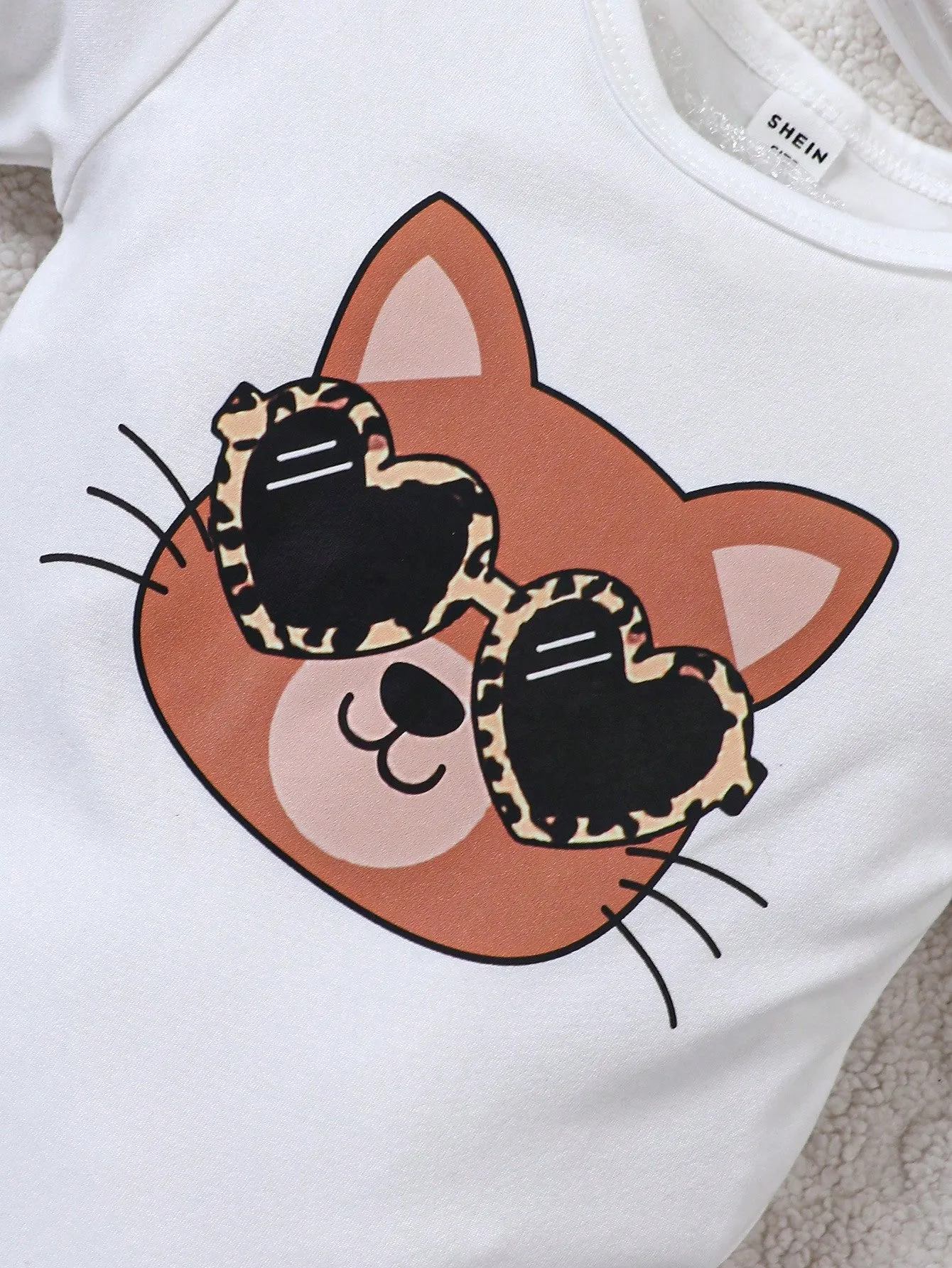 SHEIN Baby Boy 3D Ear Patched Hooded Teddy Vest Coat & 1pc Cartoon Graphic Bodysuit & 1pc Pants