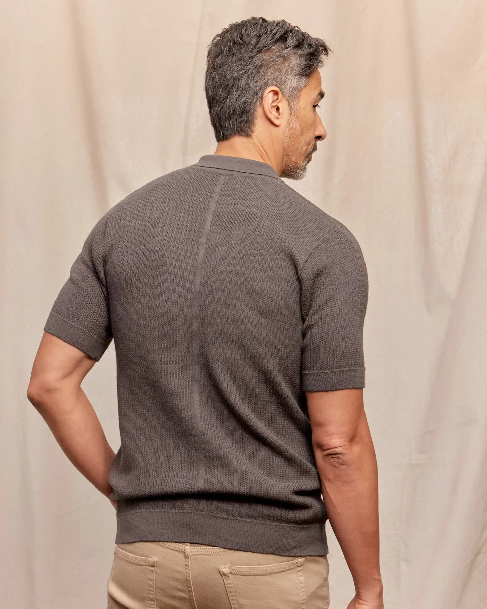 The Travis - Supima Cotton Rib Knit SS Polo - Charcoal