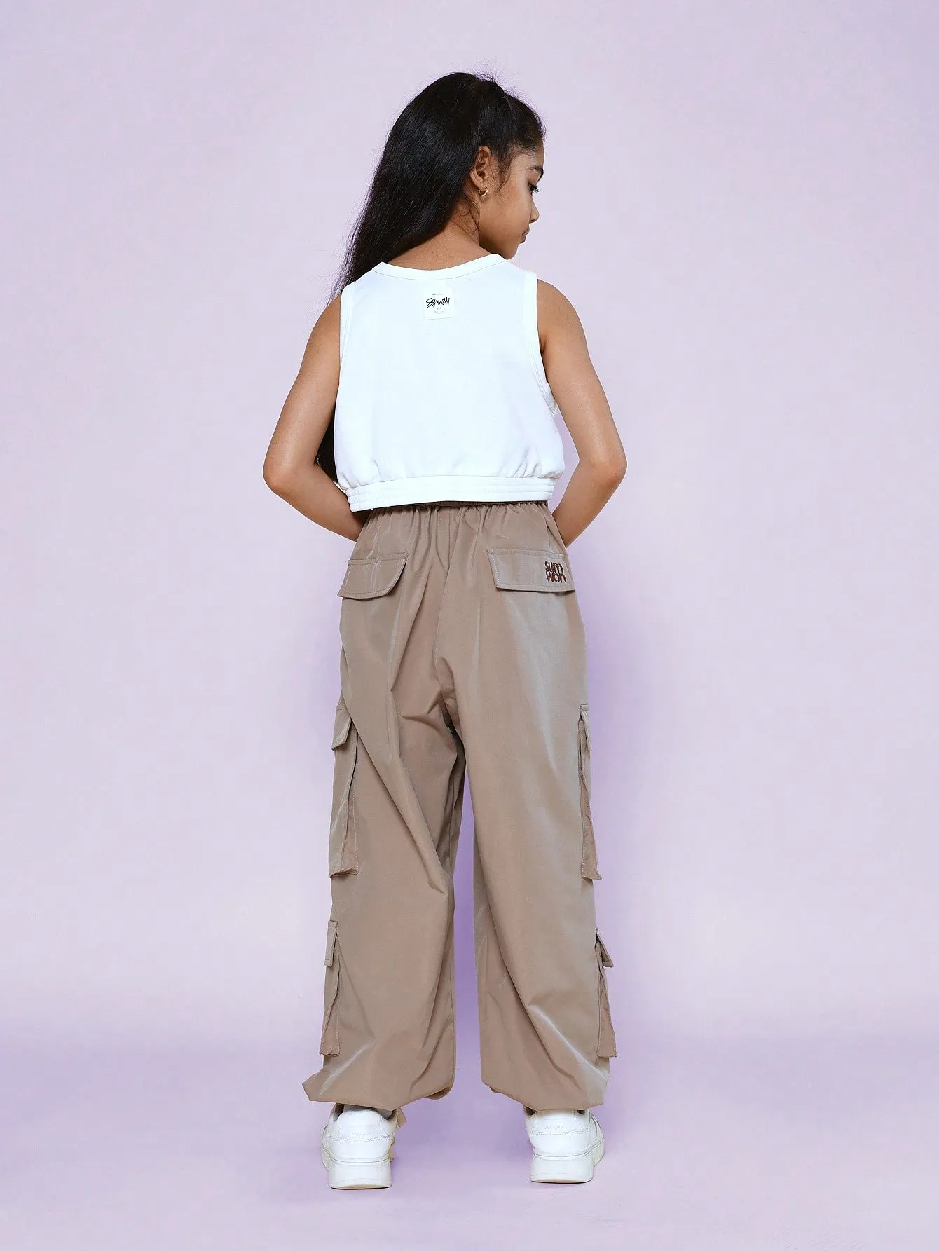 Tween Girls Crop Tank Top And Cargo Pant 2 Piece Set