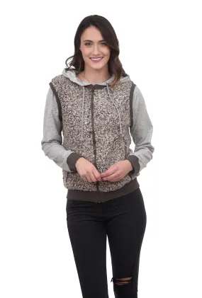 Two-Tone Faux Sherpa Two-Fer, Olive