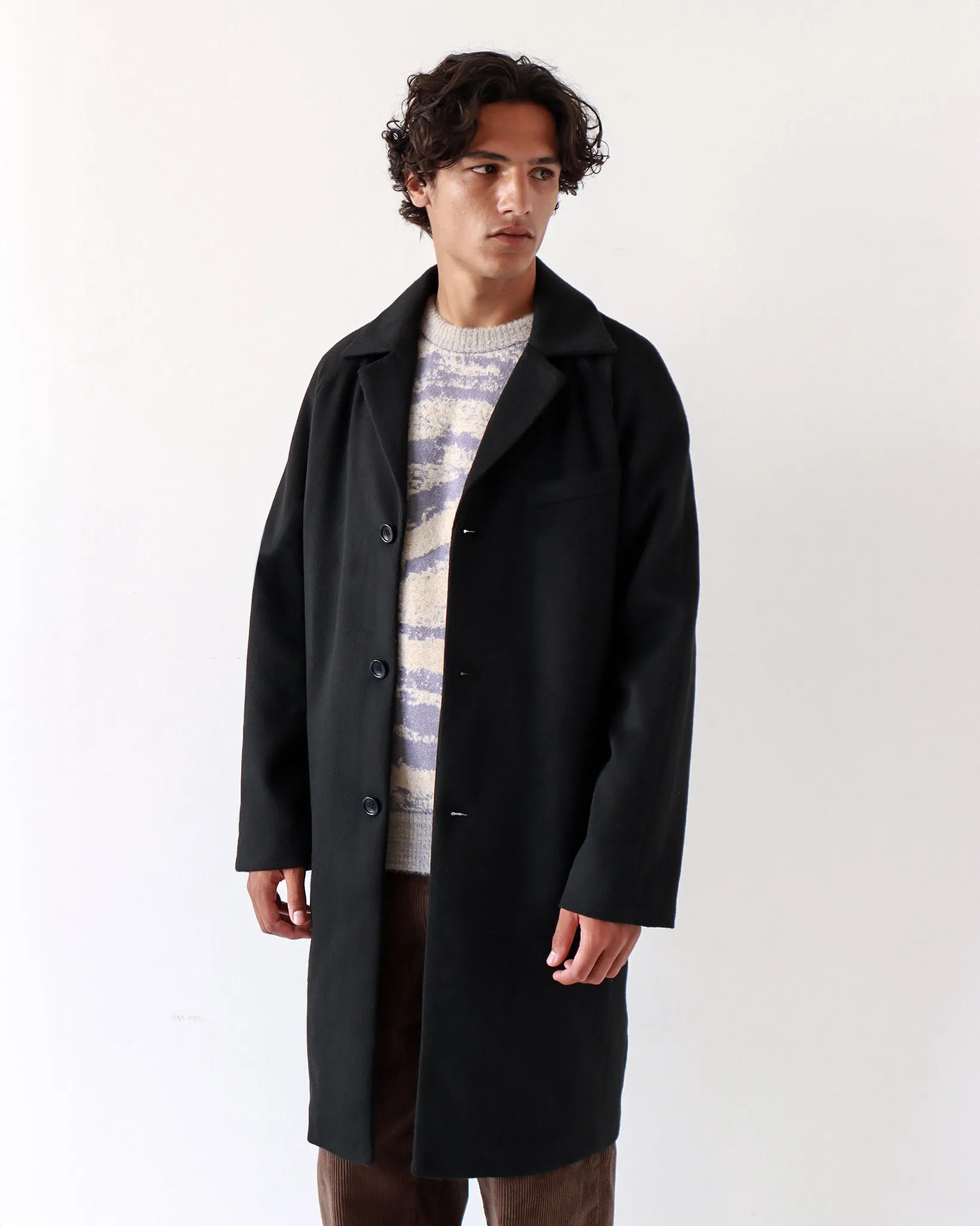 Vico Coat - Black Brushed Pile