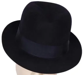 Vintage 1950s Scott and Co  of London Mens Trilby Fedora Hat Midnight Blue 7 1/4