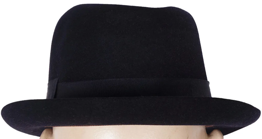 Vintage 1950s Scott and Co  of London Mens Trilby Fedora Hat Midnight Blue 7 1/4