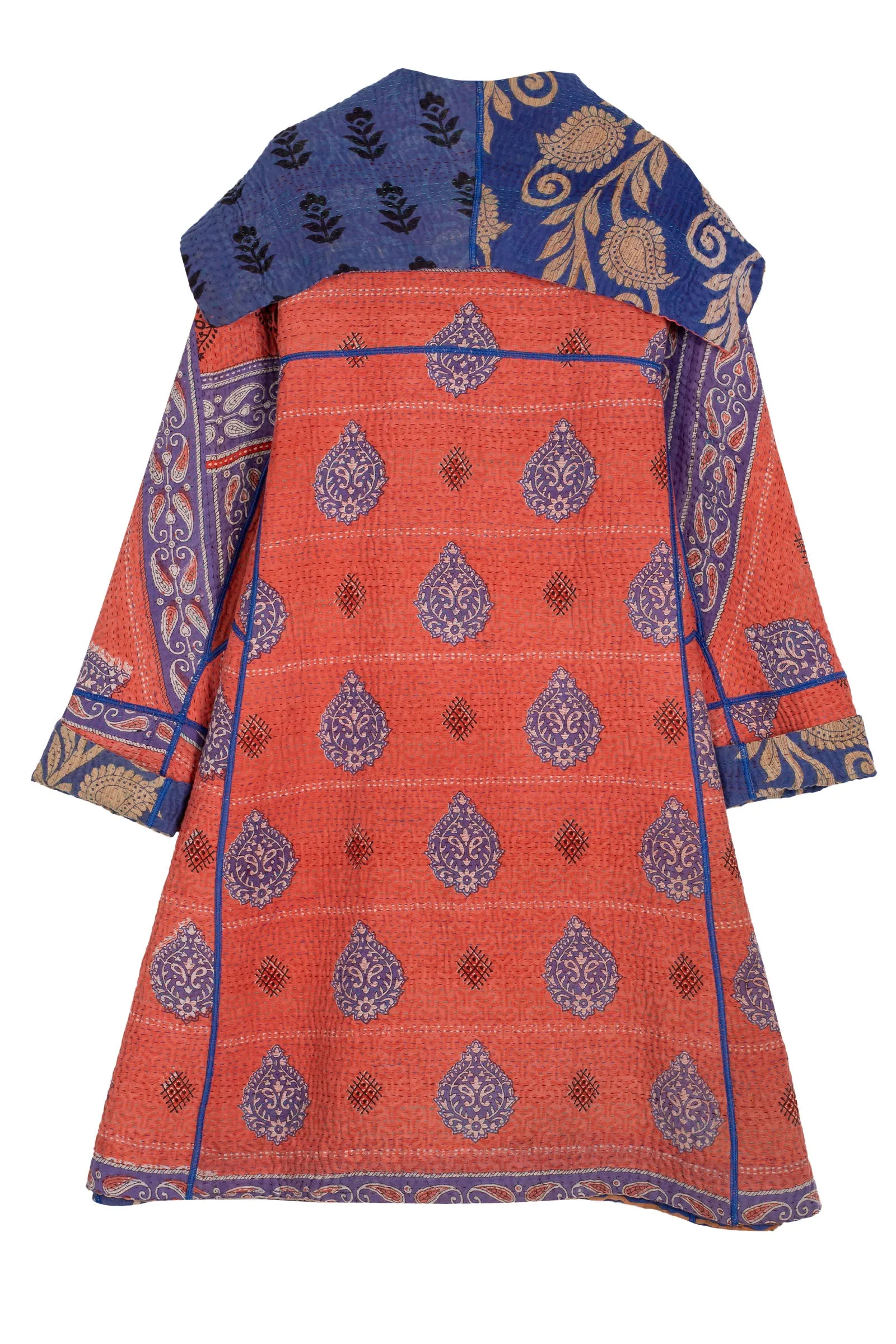 VINTAGE COTTON KANTHA A-LINE COAT - cv4309-0054a -