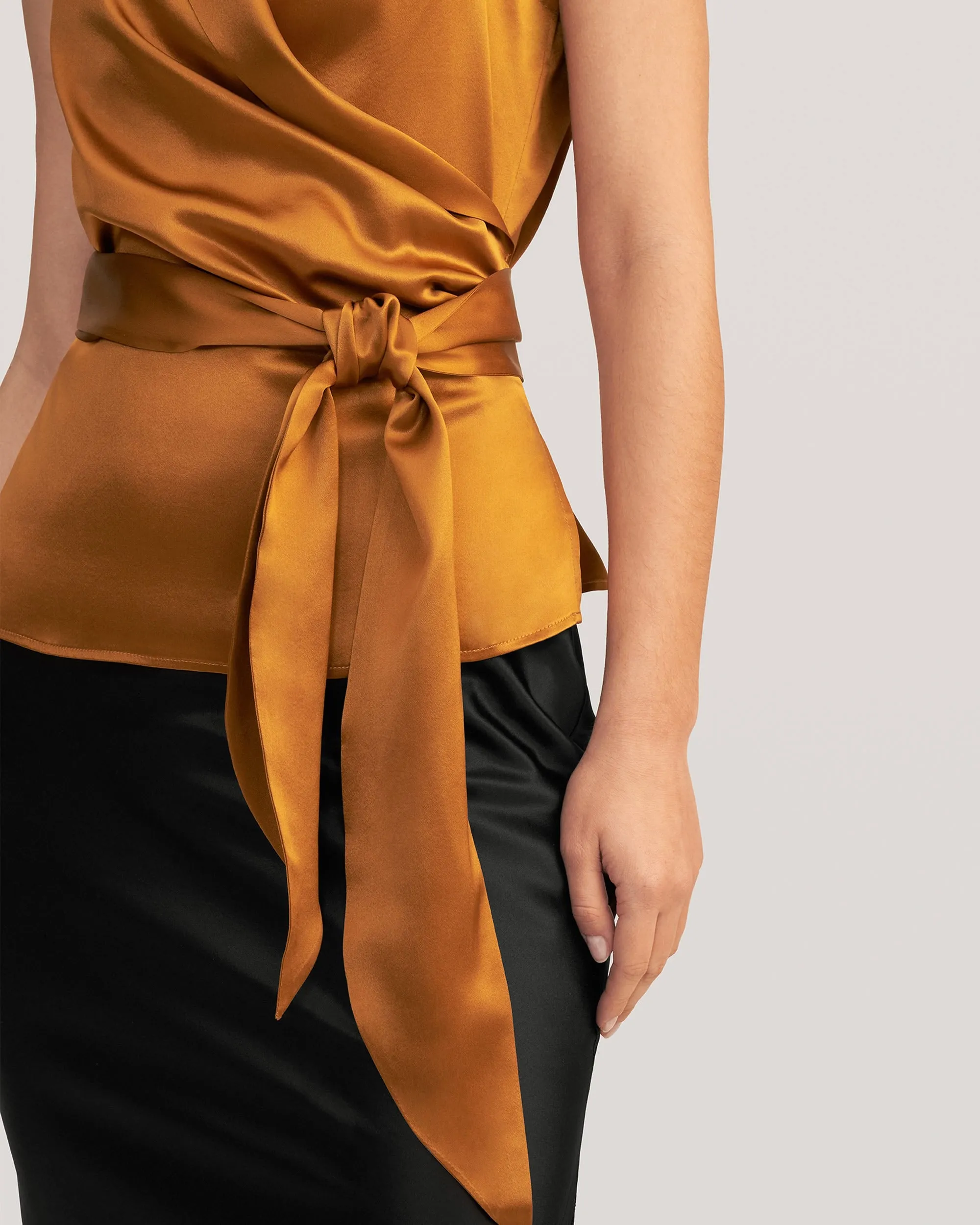 Women Elegant Silk Wrap Blouse