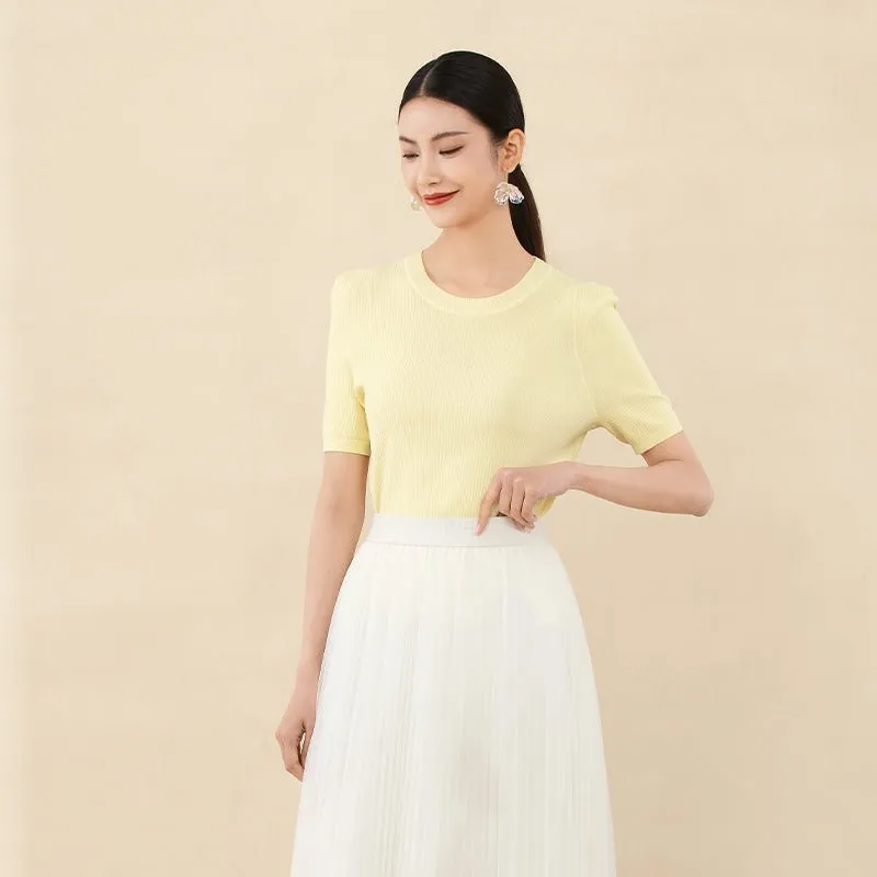 Yellow Short Sleeve Knitted T-shirt