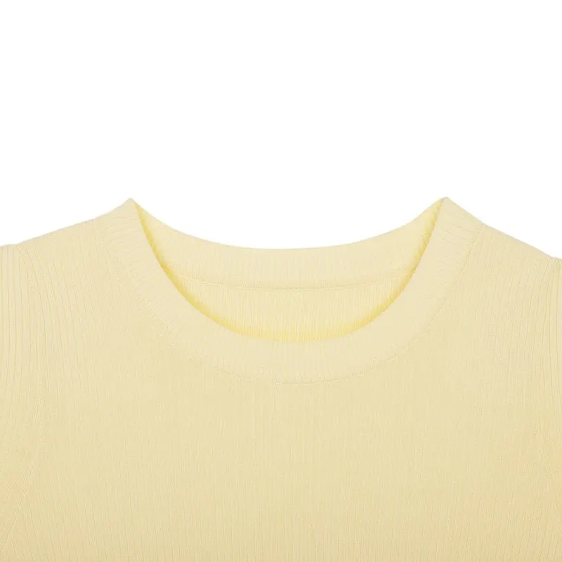 Yellow Short Sleeve Knitted T-shirt