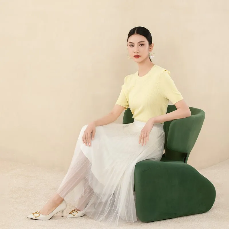 Yellow Short Sleeve Knitted T-shirt