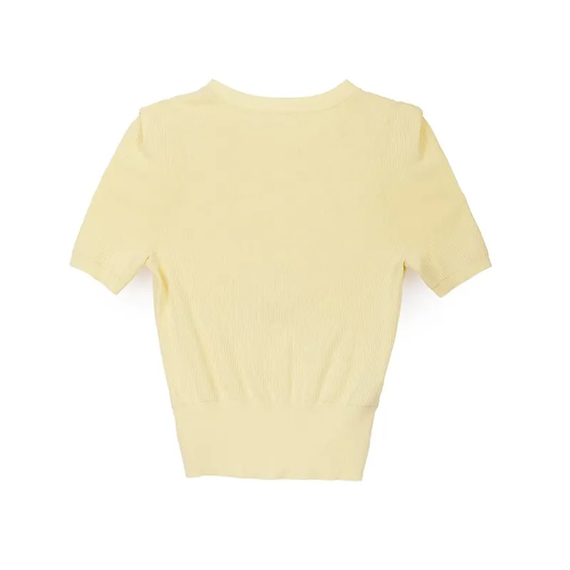 Yellow Short Sleeve Knitted T-shirt